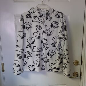 Peanuts White & Black Snoopy Fleece Quarter-Zip Pullover